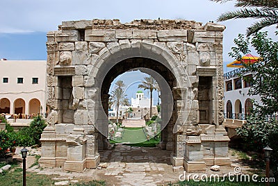 Triumphal arch of Marcus Aurelius in Tripoli Stock Photo