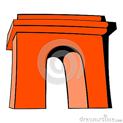 Triumphal arch, Paris icon cartoon Vector Illustration