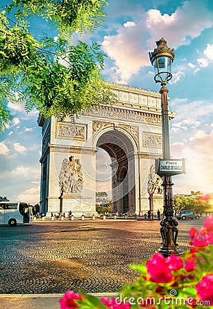 Triumphal Arch in Paris Editorial Stock Photo