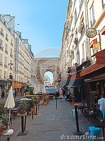 Triumphal arch at Porte Saint-Denis Editorial Stock Photo