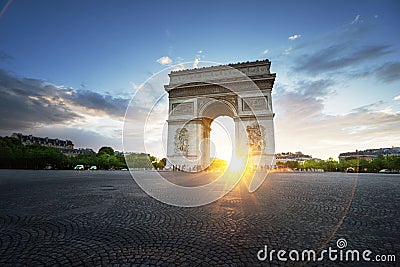 Triumphal Arch at sunset, Paris Stock Photo