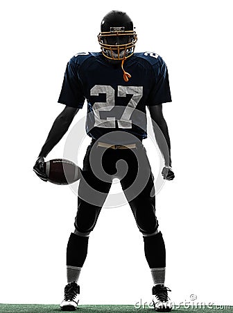 Triumphant american football player man silhouette Stock Photo