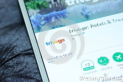 Trivago mobile app Editorial Stock Photo