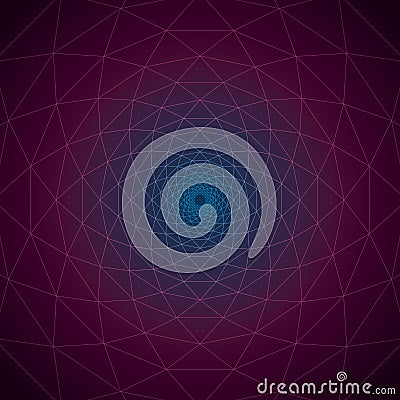 Trivexen Twilight: Triangular Vortex Geometric Lines on Gradient Cosmic Plain. Vector Illustration