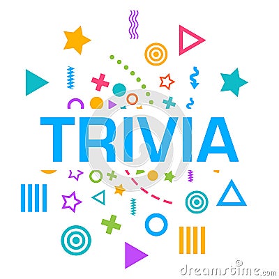 Trivia Colorful Random Shapes Circular Text Stock Photo