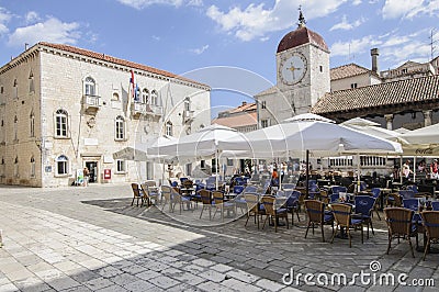 Trogir, dalmatia, croatia, europe, the central square Editorial Stock Photo