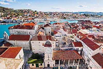 Trogir town, Croatia. Panoramic view, famous Croatian tourist destination. Dalmatian coast Stock Photo