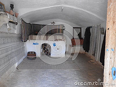 Troglodyte homes and underground caves of the Berbers in Sidi Driss, Matmata, Tunisia, Africa, on a clear day Stock Photo