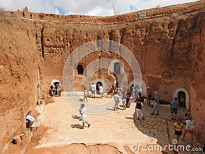 Troglodyte homes and underground caves of the Berbers in Sidi Driss, Matmata, Tunisia, Africa, on a clear day Editorial Stock Photo