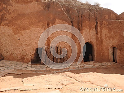 Troglodyte homes and underground caves of the Berbers in Sidi Driss, Matmata, Tunisia, Africa, on a clear day Stock Photo