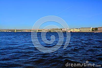 Troitsk bridge on Neva river in St. Petersburg, Russia in St. Petersburg, Russia Stock Photo