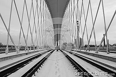 Troja Bridge, Prague city. Modern Architecture Detail. Abstract architecture background. Editorial Stock Photo