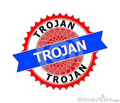 TROJAN Bicolor Clean Rosette Template for Stamps Stock Photo