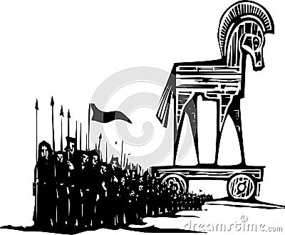 Trojan Horse Army Vector Illustration