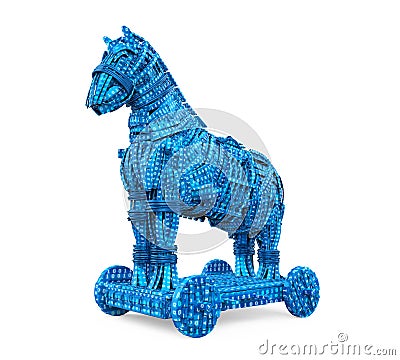 Trojan Horse with Binary Code Isolated Stock Photo
