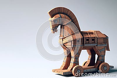 Trojan horse on a clean background. Space for text. Stock Photo