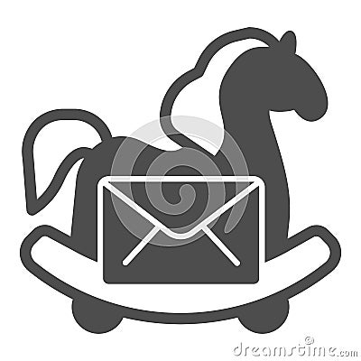 Trojan horse with letter solid icon, web security concept, viral e-mail sign on white background, email envelope with Vector Illustration