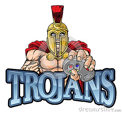 Trojan Spartan Gamer Warrior Controller Mascot Vector Illustration