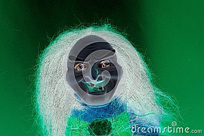 Scary Troll Face Green Style Background Stock Photo