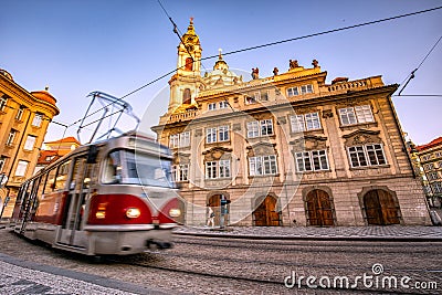 Prague Trolley Cars Editorial Stock Photo