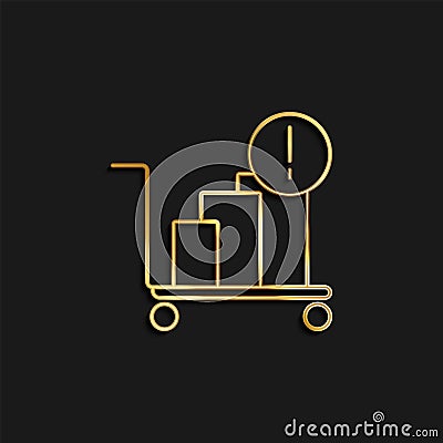 Trolley, dray gold icon. Vector illustration of golden icon Cartoon Illustration