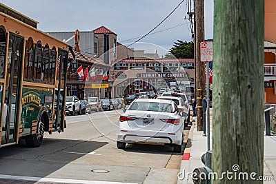The trolley on Cannery row Editorial Stock Photo