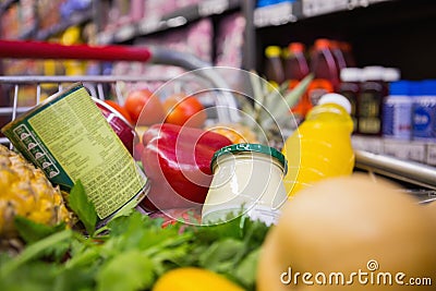 A trolley with healthy food Stock Photo