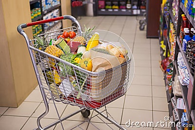 A trolley with healthy food Stock Photo