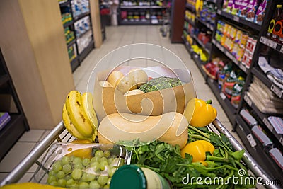 A trolley with healthy food Stock Photo