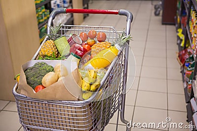 A trolley with healthy food Stock Photo