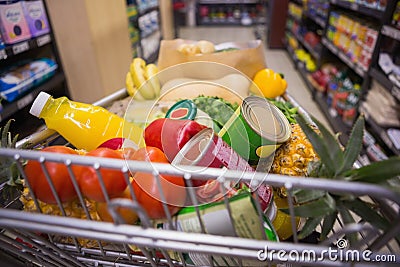 A trolley with healthy food Stock Photo