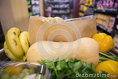 A trolley with healthy food Stock Photo