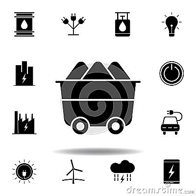 trolley, mineral resource icon . Set of alternative energy illustrations icons. Can be used for web, logo, mobile app, UI, UX Cartoon Illustration