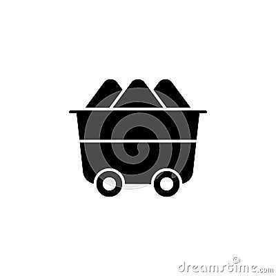 Trolley, mineral resource icon on white background. Can be used for web, logo, mobile app, UI UX Vector Illustration