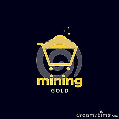 Trolley mining gold logo design vector graphic symbol icon illustration creative idea Vector Illustration