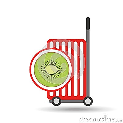 Trolley shop juicy kiwi fruit Vector Illustration