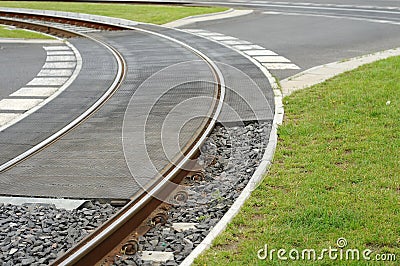 Trolley track, junction Stock Photo