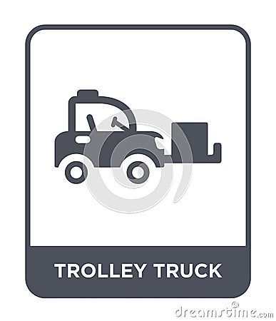 trolley truck icon in trendy design style. trolley truck icon isolated on white background. trolley truck vector icon simple and Vector Illustration