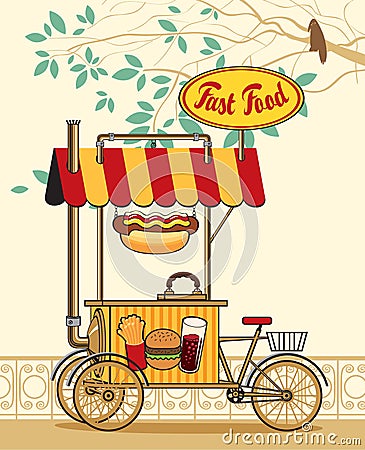Trolley wheel for fast food Vector Illustration