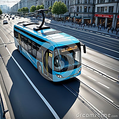 trolleybus engaged in an astounding mid Stock Photo