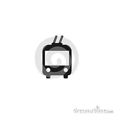 Trolleybus stop simple black vector icon. Vector Illustration