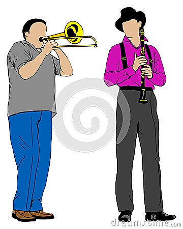 Trombone and clarinet Vector Illustration