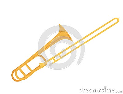 Trombone musical instrument flat vector illustration isolated on white background Vector Illustration