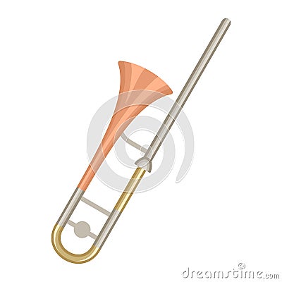 Trombone musical instrument vector illustration. Orchestra music instrument. Vector Illustration