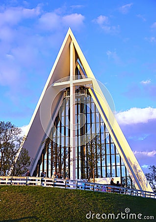 The Tromsdalen Church in Tromso, Norway, nicknamed the Arctic Cathedral Editorial Stock Photo