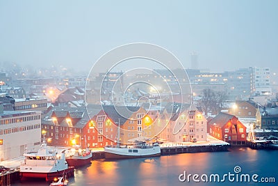 Tromso Cityscape winter mist Norway Stock Photo