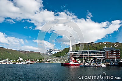 Tromso harbor in Norway Stock Photo