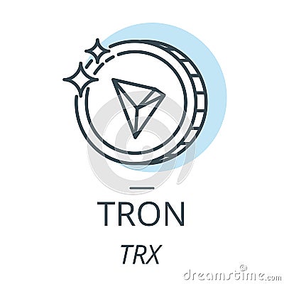 Tron cryptocurrency coin line, icon of virtual currency Vector Illustration