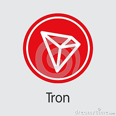 Tron Virtual Currency Coin. Vector Graphic Symbol of TRX. Vector Illustration