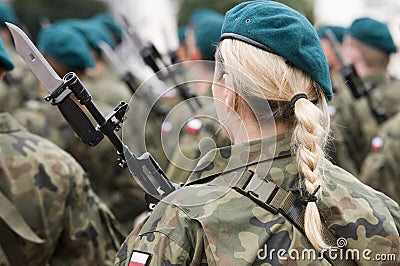 Polish army troop with women Editorial Stock Photo
